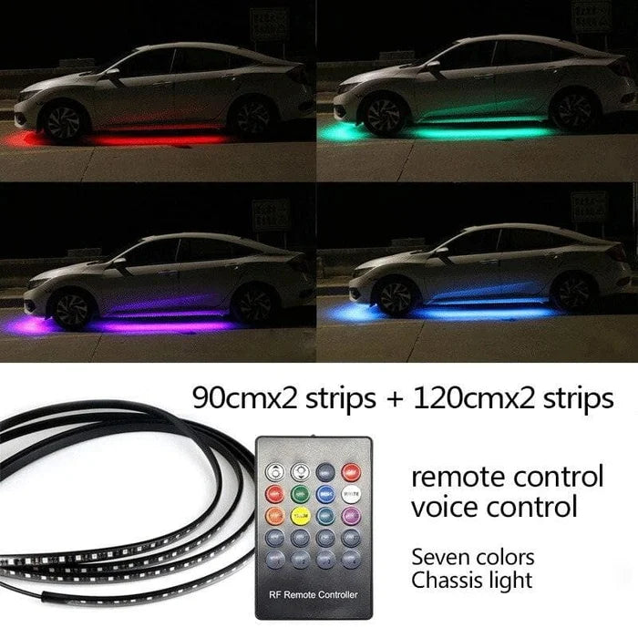 2024 rugalmas vízálló RGB LED lámpák autó alvázhoz (4 db)