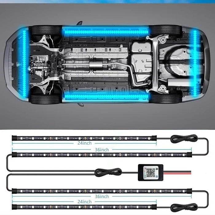 2024 rugalmas vízálló RGB LED lámpák autó alvázhoz (4 db)