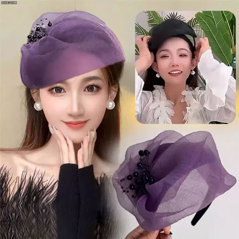 2025 Új design 🌸 Vintage Organza Fascinator Fejpánt Fascinator