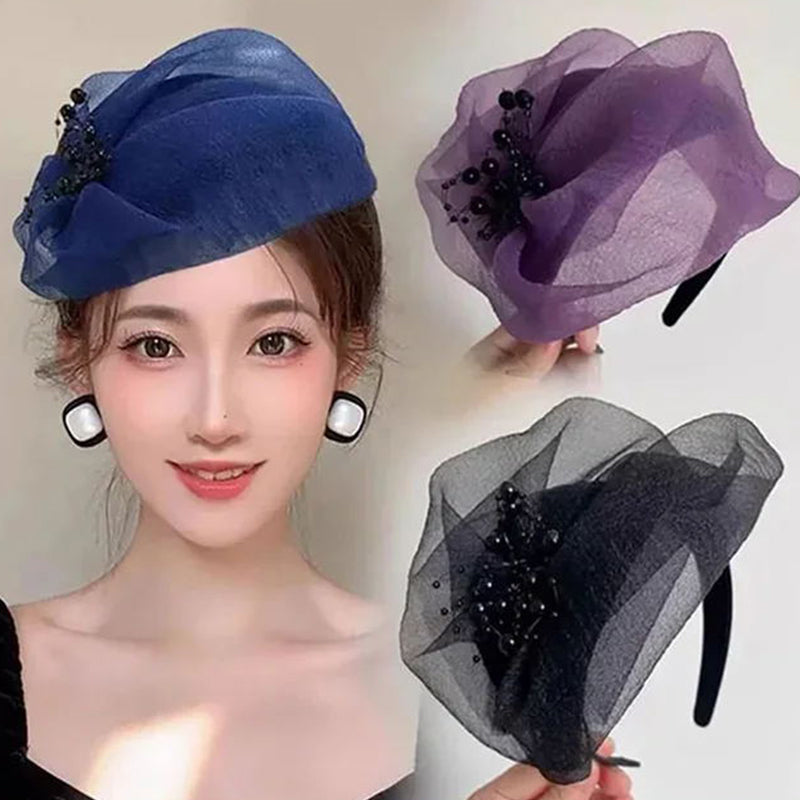 2025 Új design 🌸 Vintage Organza Fascinator Fejpánt Fascinator