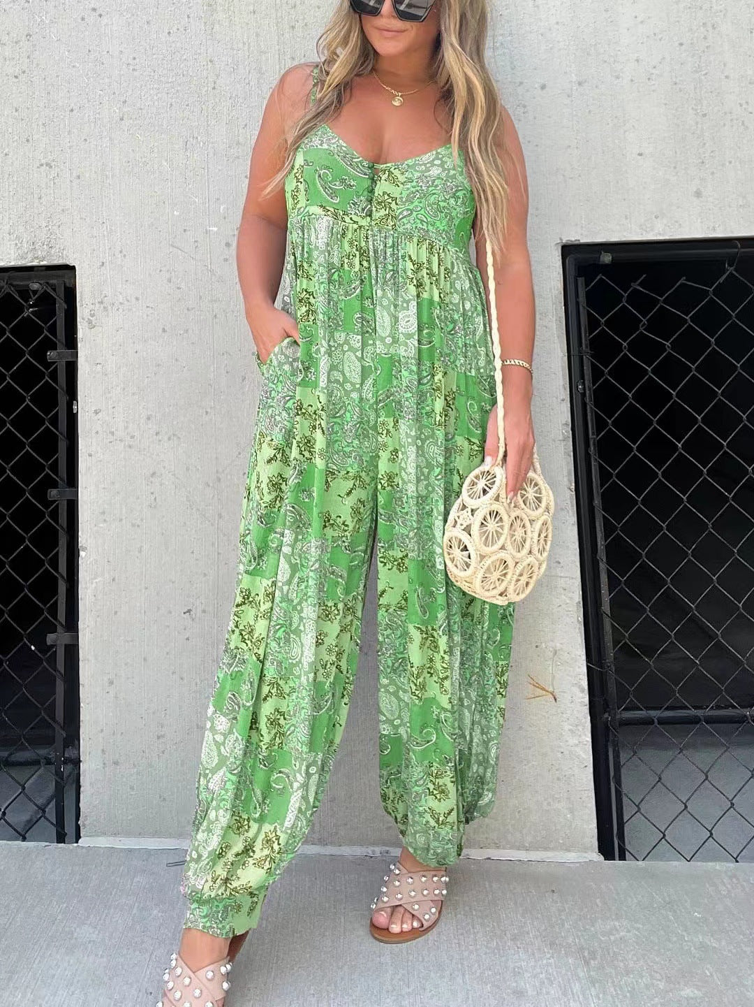 🔥Cooper bő jumpsuit patchwork mintával